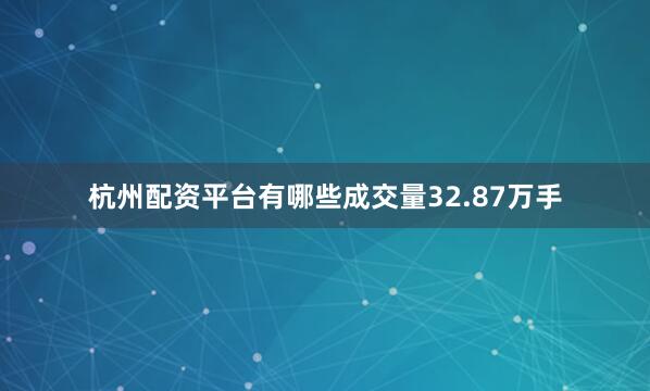 杭州配资平台有哪些成交量32.87万手